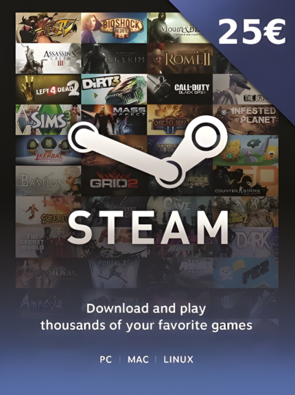 Steam Gift Card 25 EUR - Steam Key - Europe